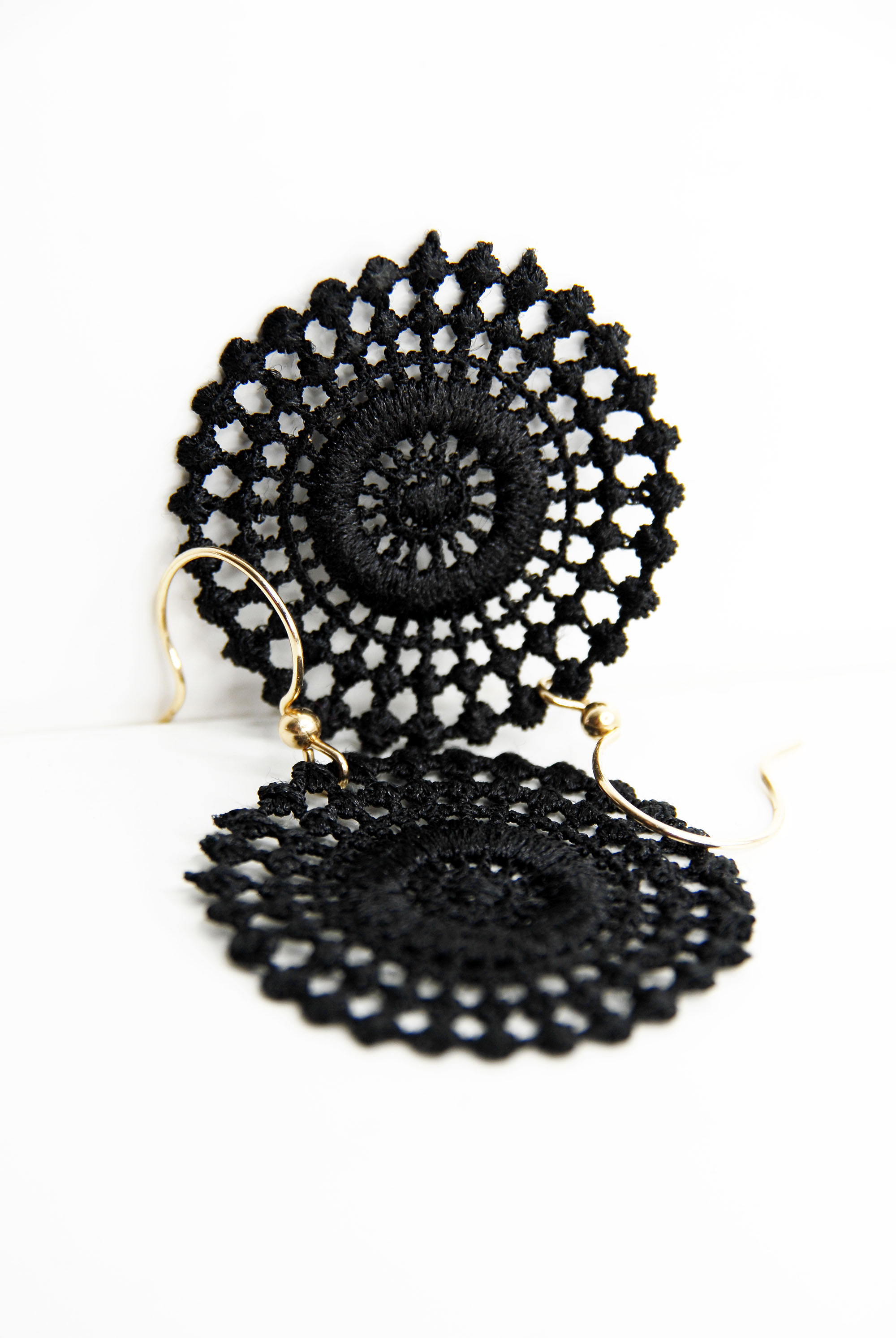 Black sun ear rings