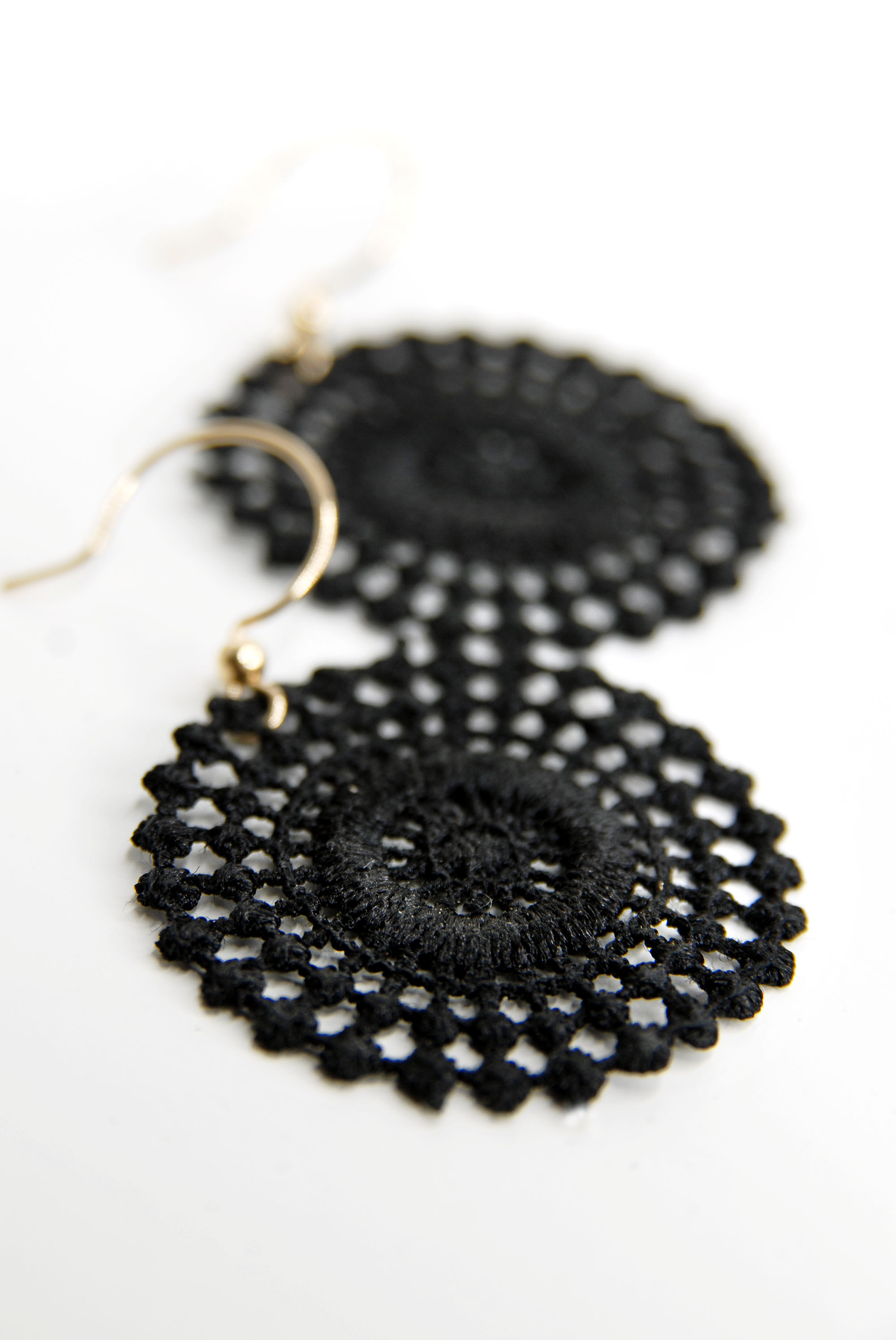 Black sun ear rings